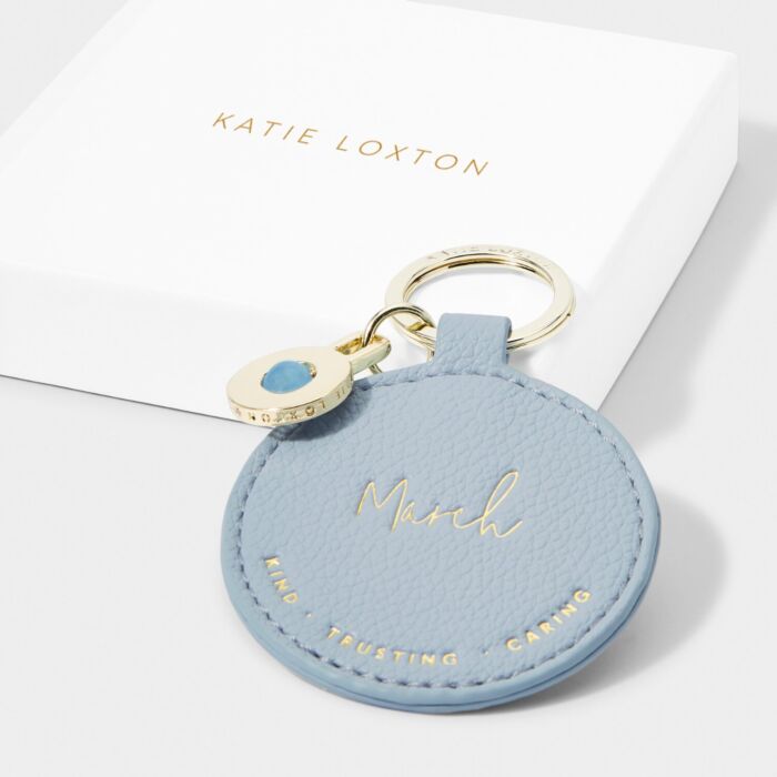 Katie Loxton Birthstone Keyring - March - Aqua Crystal